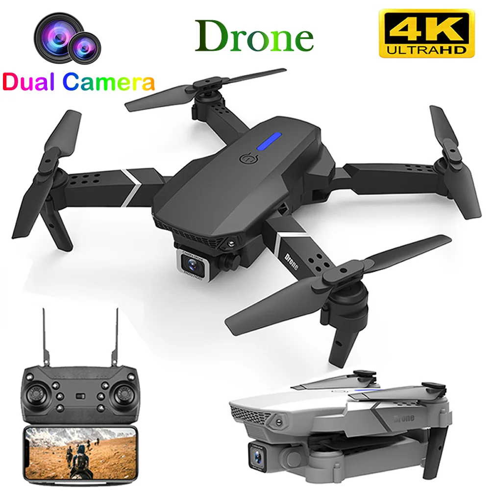 JIMITU Quadcopter Drone RC UAV WIFI Connect con 4K HD cámaras duales plegable Drone con giroscopio de aviones aérea regalos de fotografía