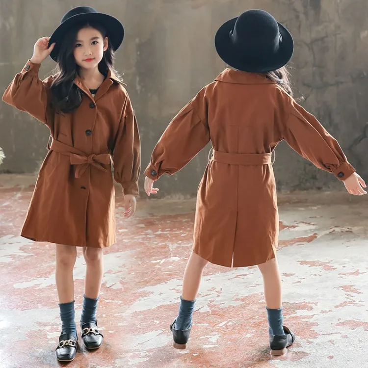 

Childrenswear Girls' Wind Coat Spring And Autumn 2019 New Style Pure Cotton Versitile Big Boy GIRL'S Trench Coat