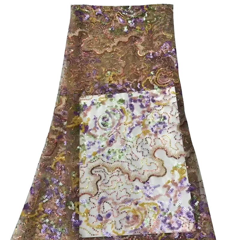 Африканская кружевная ткань с пайетками, вышитая Высококачественная тюль, французская кружевная ткань для модных леди, элегантное вечернее платье - Цвет: 01