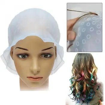 

Professional Reusable Hair Colouring Highlighting Dye Cap Hook Frosting Tipping Elastic Silicone Highlighter Cap Blue