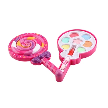 

Eyeshadow Washable Lollipop Shape Gifts Girl Pretend Play Portable Makeup Toy Set Kids Lipstick Non Toxic DIY Interactive