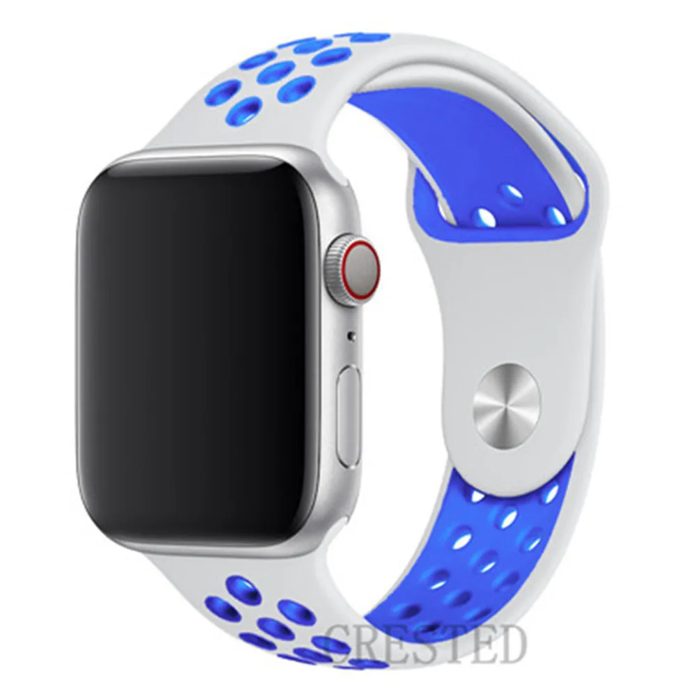 White blue Спортивный ремешок для apple watch band 44 мм/40 мм apple watch 5 4 3 band iwatch band 5 42 мм/38 мм correa браслет ремень аксессуары для часов - Цвет ремешка: White blue