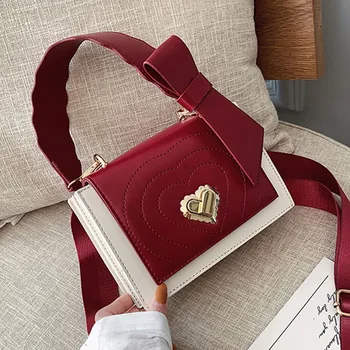 

ETAILL Contrast Color Bow Top Handle Crossbody Bags For Women 2019 Luxury Heart Shape Designer Female Shoulder Messenger Bag