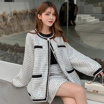 

Weinsky 2019 New Women's Coat And Skirt Two-piece Office Lady Fashion Clothes Women 2 Piece Outfits