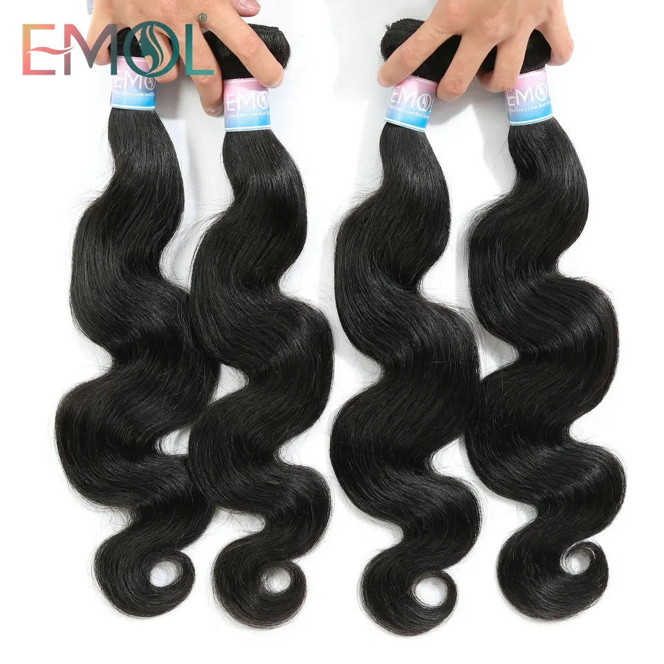  Emol Hair Body Wave Hair Bundles 100% Human Hair Weave Bundles Non-remy Brazilian Hair Bundles 1/3/