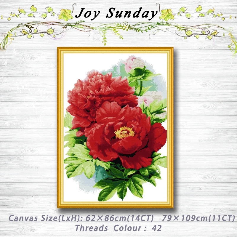 

Peony blooming with wealth decor painting dmc 14CT 11CT counted cross stitch kits embroidery sets Needlework Sets Home decor