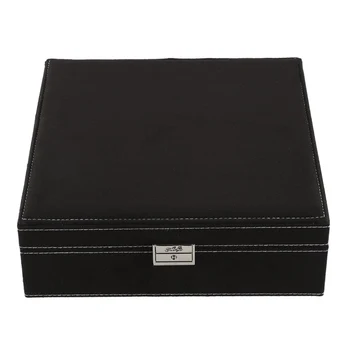 

Girls Earring Bracelet Casket For Decor Jewelry Storage Box Wooden Multilayer Flannelette Jewelry Box Makeup Organizer-Black