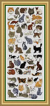 

KTF019 Cross Stitch Kit Cartoon Cat Art Homfun Maison Cross Stich Painting Joy Sunday Christmas Decorations For Home Homefun