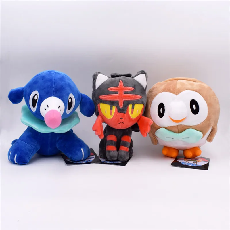 Мультфильм солнце и луна серии Rowlet Popplio Litten pkm фигурка Плюшевые игрушки Мягкая Плюшевая Кукла Детский Рождественский подарок