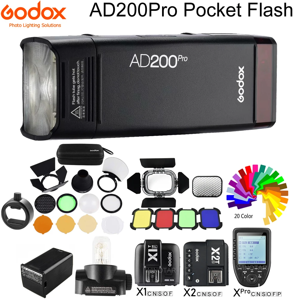 Godox AD200pro 200Ws TTL HSS 2.4G Wireless Outdoor Flash Light AD200 PRO Pocket for Sony Nikon Canon Fuji Olympus | Электроника