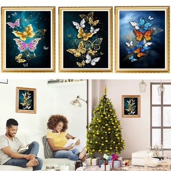 

5D Diamond Embroidery Set Flower Butterfly Pattern Diamond Painting Full Round Rhinestone Picture Kit DIY Home Decor Art Crafts