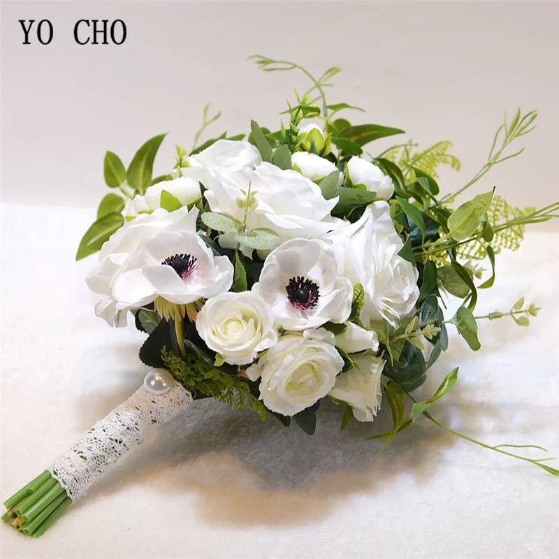 YO CHO искусственный Flore Свадебный держатель букетов искусственные розы из шелка цветок свадебные букеты шелк Лаванда розы пионы комплект