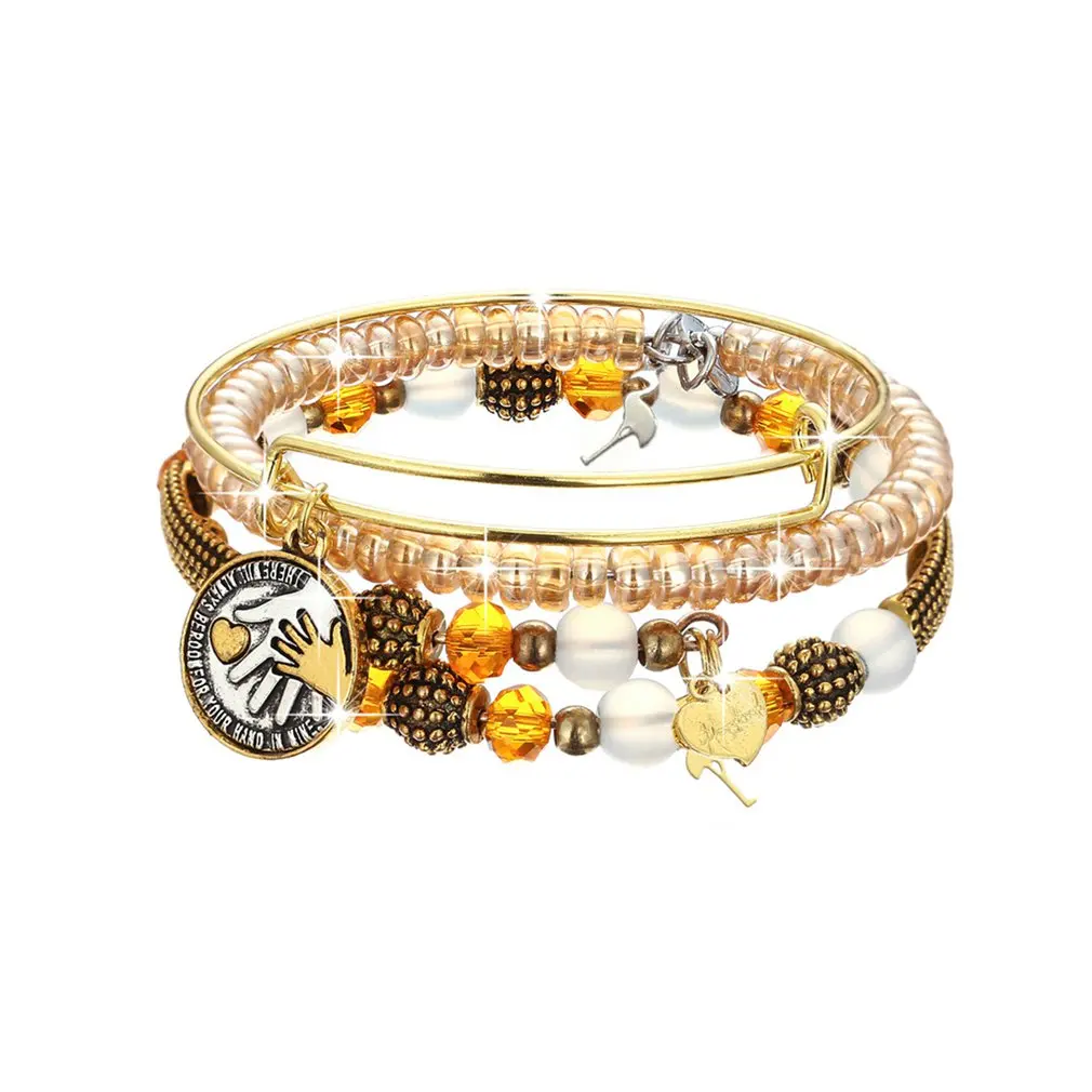 

Fashionable Personality Gold bracelet Big Hand Holding Small Hand Pendant Four-Piece Set Popular bracelet Gifts for Girls