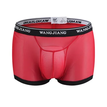 

Mesh Breathable Boxer Gay Underwear U Pouch Enhancing Boxers Trunk Underpants Keep Cool Transparent Summer Men Sexy