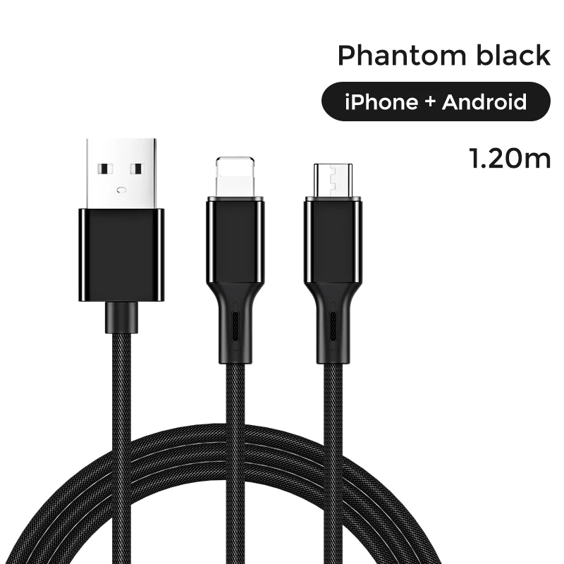 Joyroom USB кабель для iPhone samsung Xiaomi Быстрая зарядка 3 в 1 микро USB кабель 2 в 1 для Android USB TypeC кабель для мобильного телефона - Цвет: 2 in 1-Black