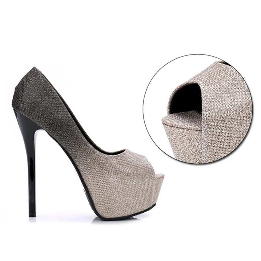 Women Spell Color Sequined Cloth Pumps 2024 Autumn Peep Toe High Heels Woman Wedding Rosy Red Party Fashion Platform Shoes 34-40