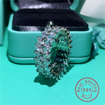 

Luxury promise Rings 925 sterling Silver Marquise Cut AAAAA Zircon Engagement Wedding Band Rings For Women men finger jewelry