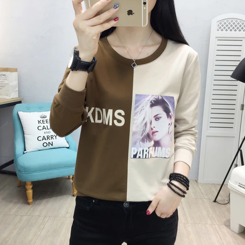 

2020 Autumn Winter Harajuku Clothes Women Printing Oversized Hoodies Womens Sweatshirt Loose Patchwork Long Sleeve Sweat Femme