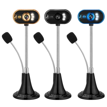 

Goose Neck HD Webcam with Microphone 4 LED USB Driver Free Web Camera for PC Desktop Laptop Digital Video Camera