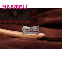 Fashion Women Men Rings 925 Sterling Silver Jewelry Crystal Inlay Overpass Cross Bague Bijoux Dropshipping 5-6-7-8-9-10-11-12-13 2