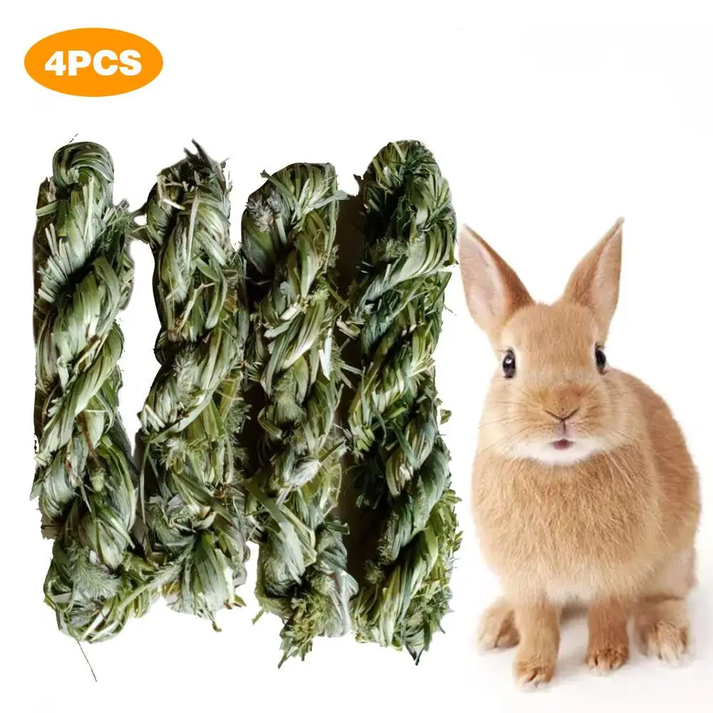 4pcs Timothy Grass Rabbit Chew Toy Hand-made Small Animal Play Molars Stick For Rabbits Hamster Guinea Pigs | Дом и сад