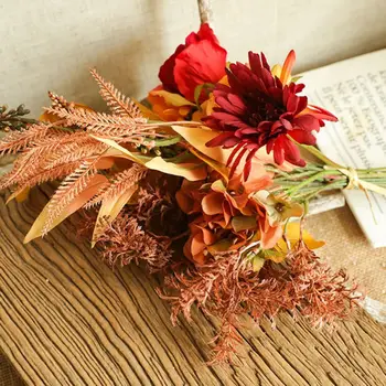 

Environmental Artificial Chrysanthemum Rose Sunflower Simulation Flower Bouquet Wedding Holding Flowers Home Decorations