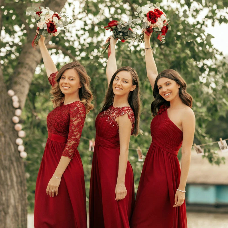 cheap burgundy bridesmaid dresses