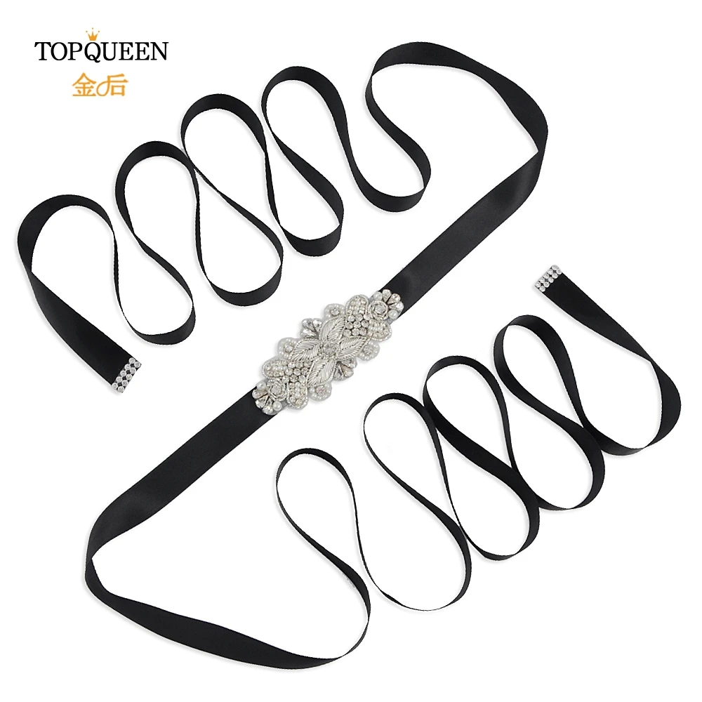 TOPQUEEN S369 королевская медаль ремесло пояс невесты свадебные ленты серебро Индия кружева пояс невесты ручной работы со стразами пояс невесты