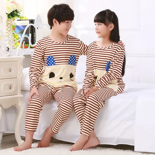 RN-9-осенний пижамный комплект с длинными рукавами для детей; коллекция года; Весенний комплект одежды для сна для девочек с героями мультфильмов; детская повседневная одежда для дома; костюм для детей 3-12 лет - Цвет: CT qiao YI bingganxi