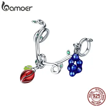 

BAMOER Genuine 925 Sterling Silver Enamel Flower and Fruit Charm Compatible for Original Silver Charm Bracelet SCC1138