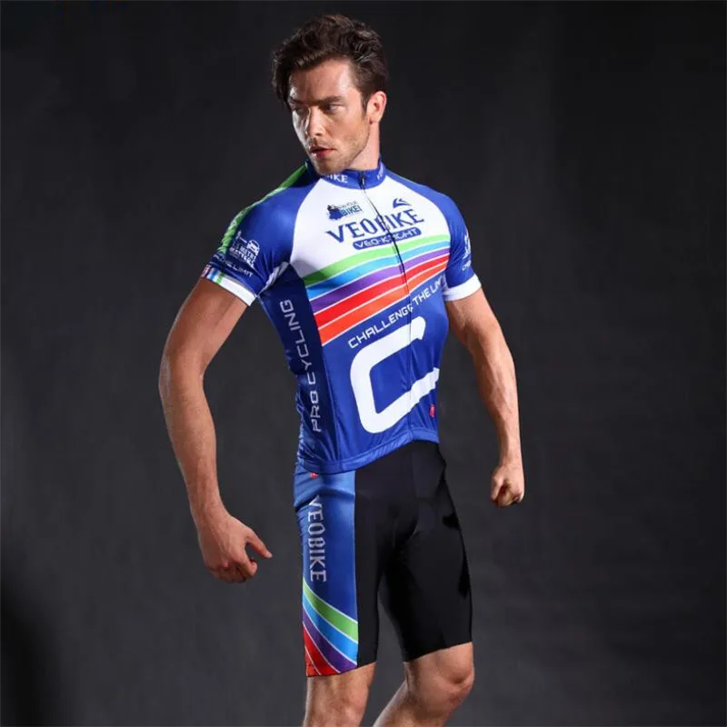 Rainbow Short Set Летние Pro Team велосипедные наборы мужской костюм для велосипедного спорта наборы велосипедной майки набор нагрудник короткий крой велосипед с коротким рукавом велосипедная одежда - Цвет: Rainbow Short Set