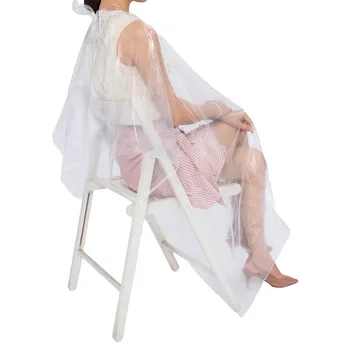 

Transparent Haircut Hair Cut Gown Barber Hairdresser Cape Waterproof Disposable Salon Hairdressing Capes PE Hairdressing Cloth