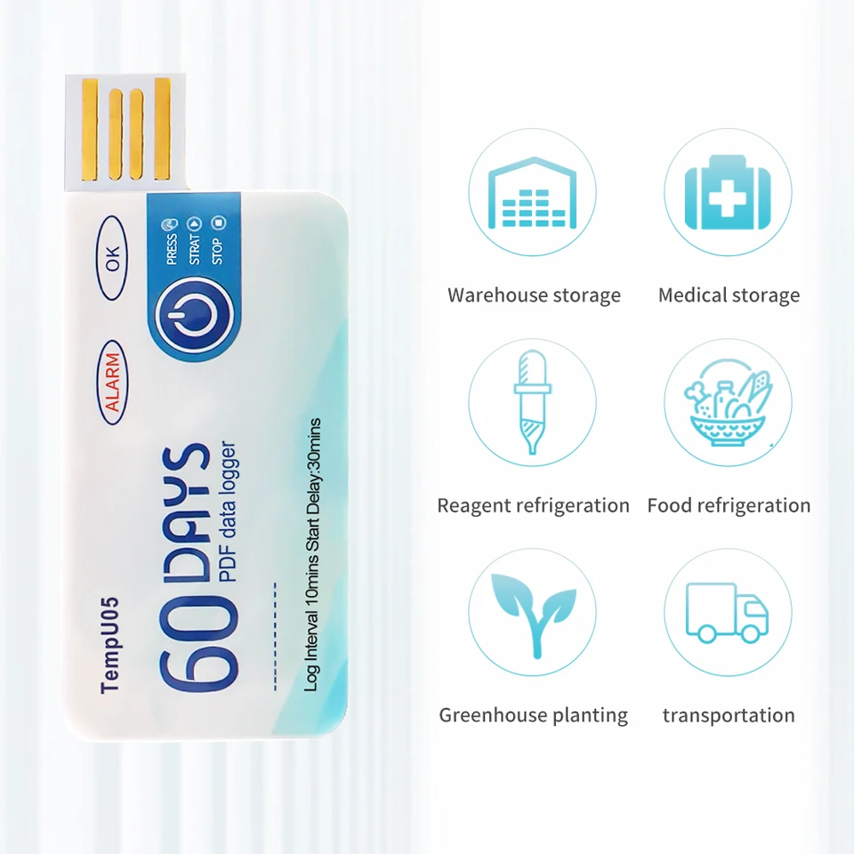 Registrador De Temperatura USB - Logger Desechable, 18000 Puntos, IP67 Resistente Al Agua, Para Cadena De Frío