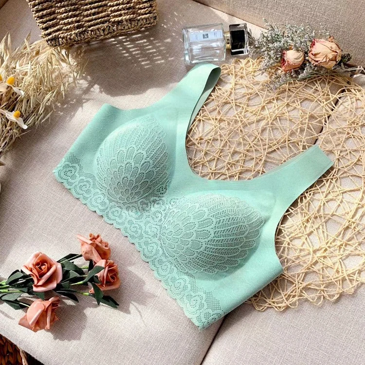 Thailand latex underwear seamless women push up sexy sports padded bra
