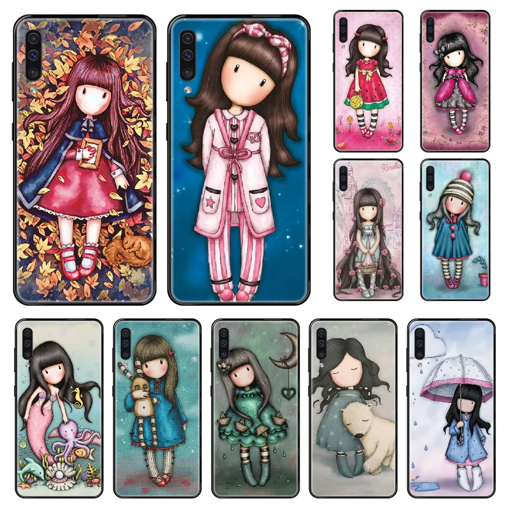

Cute Santoro Gorjuss Phone case For Samsung Galaxy A 3 5 6 7 8 20 40 50 70 71 E S Plus 2016 2017 2018 black painting Etui pretty
