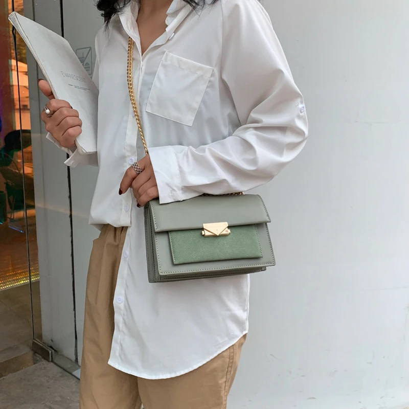 

LJL-Scrub PU Crossbody Bags for Women Messenger Shoulder Bag Lady Chain Handbags and Purses Travel Hand Bag