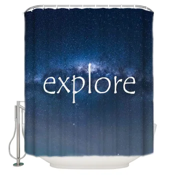 

Cosmic Starry Sky With Explore Shower Curtain Waterproof and Mildewproof Polyester Fabric Bath Curtain Design