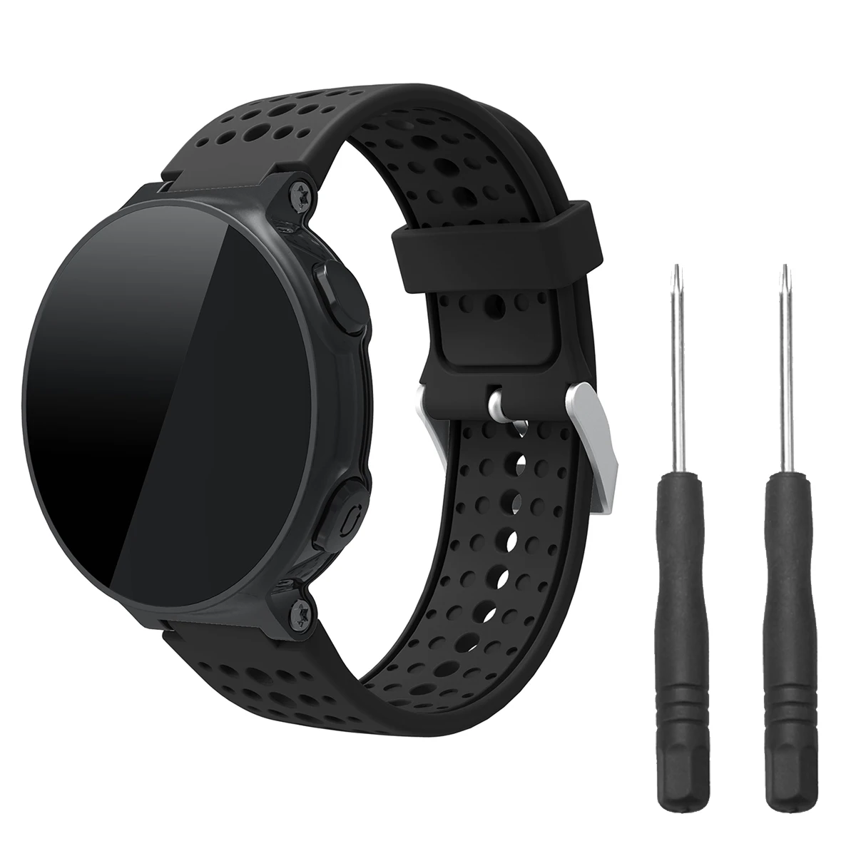 Для Garmin Forerunner 220 230 235 620 630 735XT ремешок для наручных часов для силиконовый регулируемый ремень для 135-215 мм - Цвет: Черный