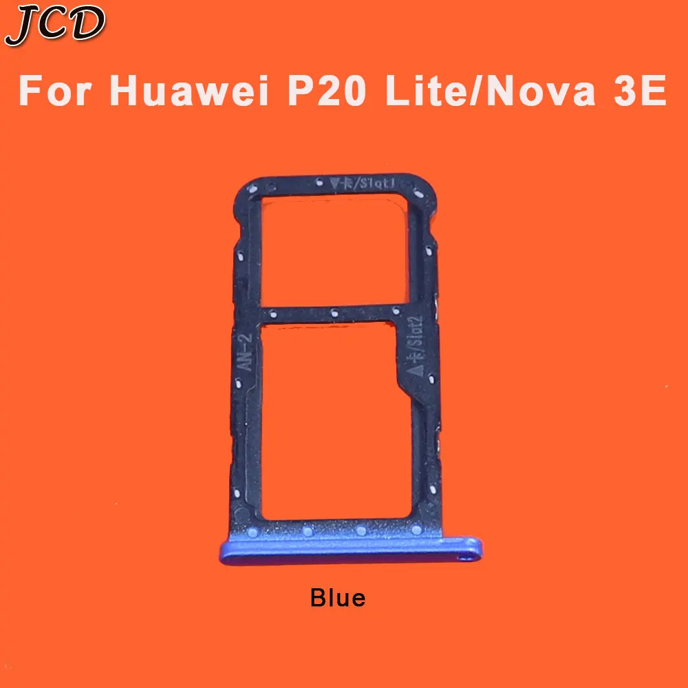 Blue JCD SIM микро безопасный цифровой слот для карты памяти Двойной Слот держатель носитель заменитель адаптера Металл для huawei P20 Lite Nova 3E - Цвет: Blue