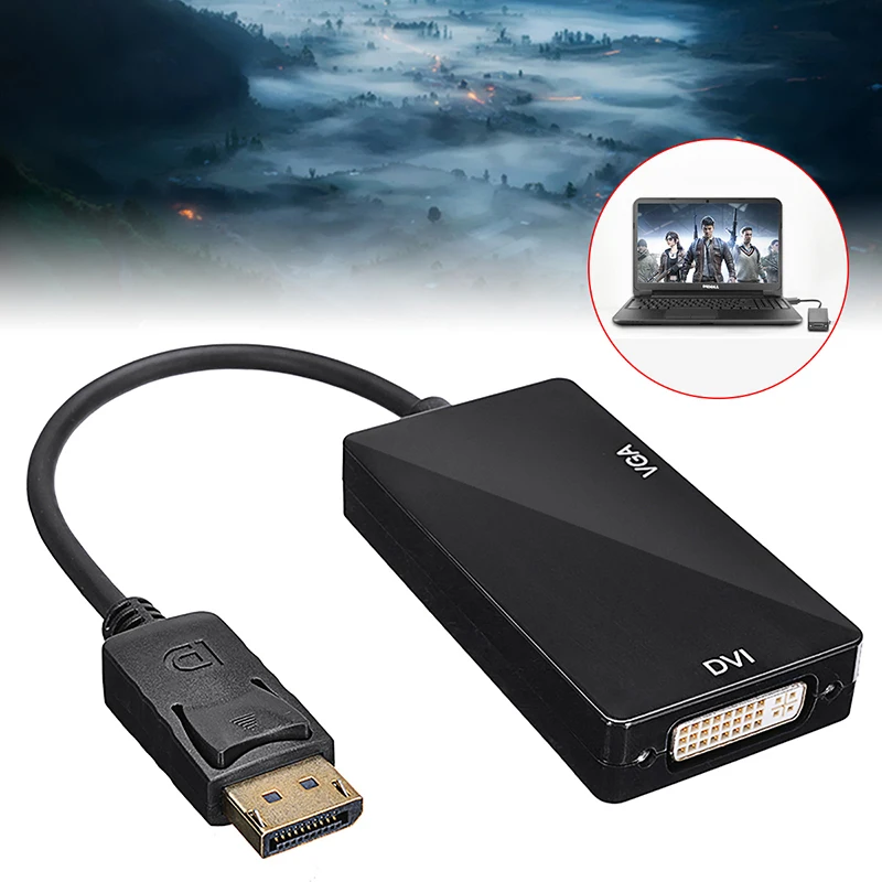 DP to VGA HDMI DVI конвертер 3 в 1 Дисплей Порты и разъёмы видео адаптер для портативных ПК