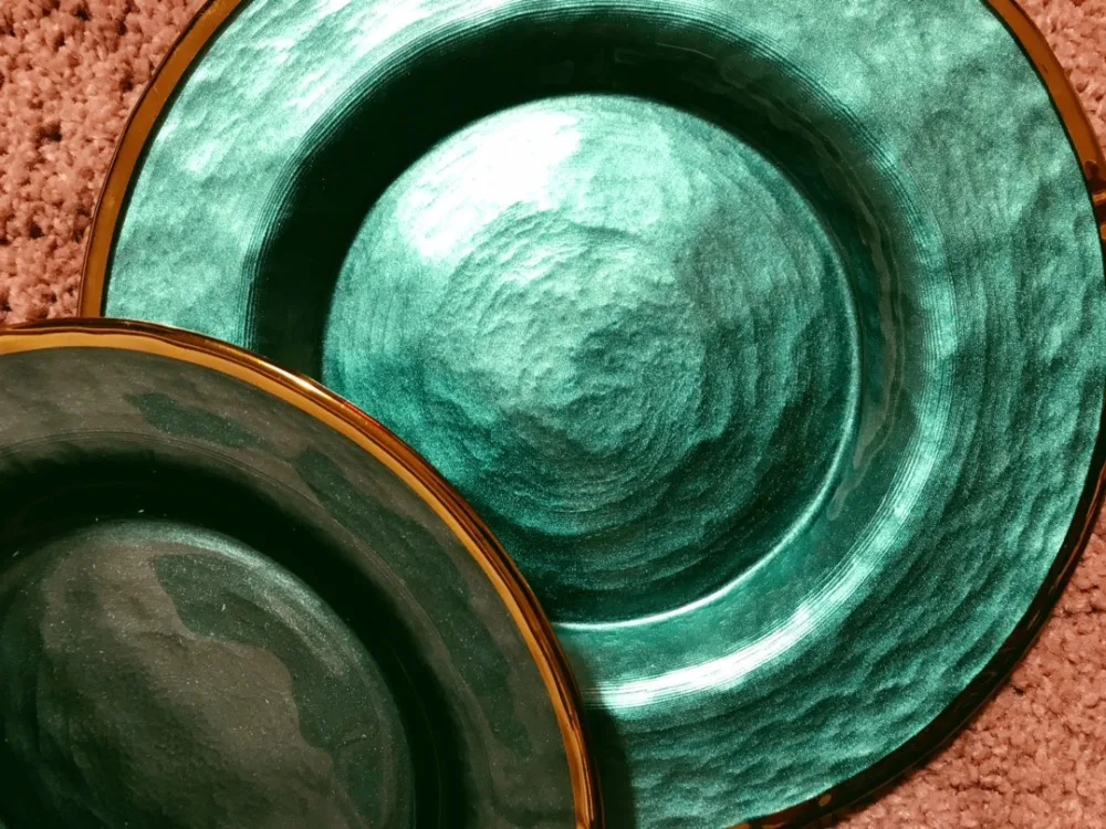 Оригинальные изделия ручной работы, зеленые пномпеньские стеклянные тарелки, ретро диск, декоративная маятниковая пластина
