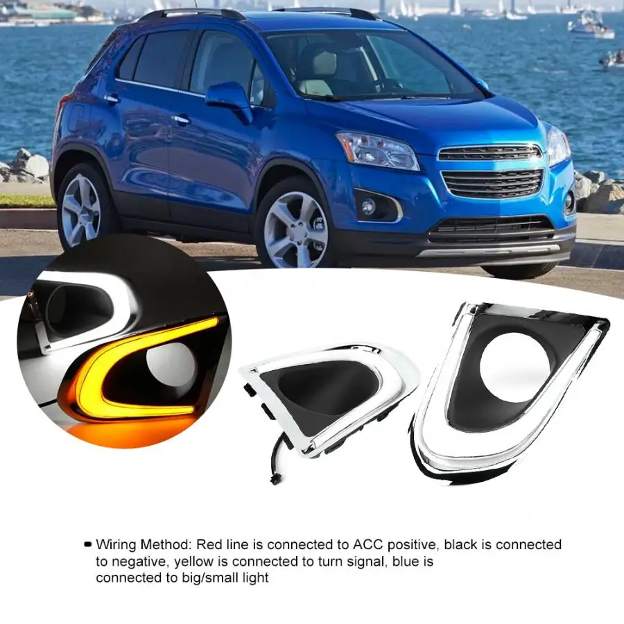 1 пара 12 В светодиодный DRL дневные ходовые огни три цвета подходит для Chevrolet TRAX- светодиодный дневной свет противотуманных фар Крышка