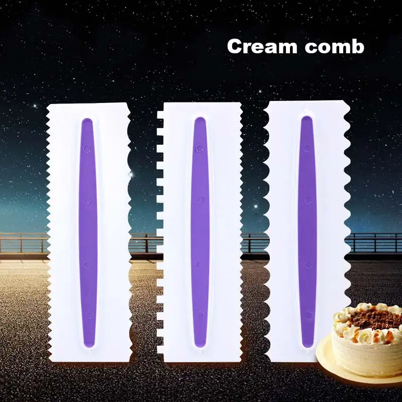  3 Pcs Large Paddle Cream Scraper Cream Comb Flowers Cake Decor Scraper Baking Tool J99Store