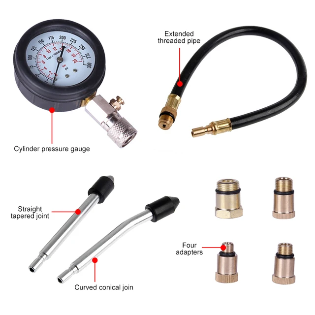 MRCARTOOL Engine Pressure Gauge Tester Compressor Cylinder Portable Gasoline Meter For Car Motorcycle Diagnostic Tool Kit 2