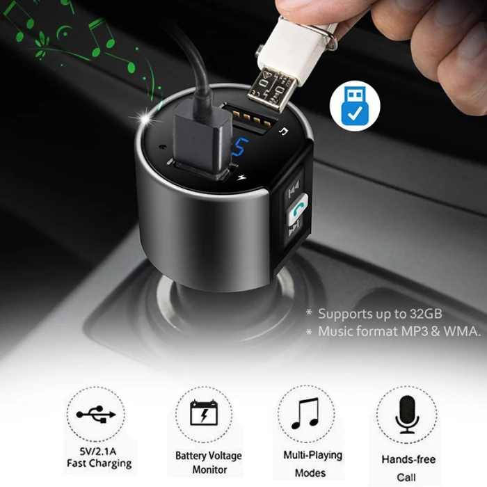 Беспроводной автомобильный Bluetooth fm-передатчик MP3-плеер Радио адаптер автомобильный комплект 2-USB зарядное устройство CSL88