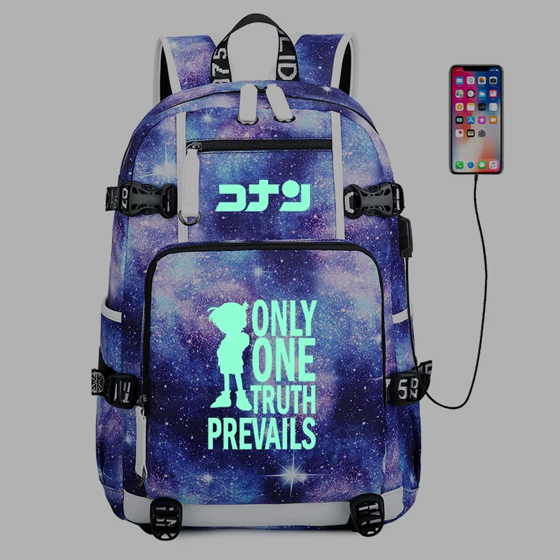 Чехол с закрытым рисунком детектива Конана, рюкзак с аниме USB, Mochila Feminina, школьные сумки для ноутбука, рюкзаки для подростков