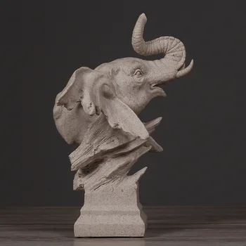 

Sales Sandstone Elephant Bust Figurine Animal Statue Art&Craft Desktop Living Room Bedroom Wine Cabinet Decorations L3330