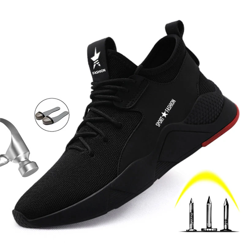 

Men Safety Work Shoes Steel Toe Cap Working Shoes All Season Breathable Construction Boots Men Anti-smashing Work Sneakers ryder