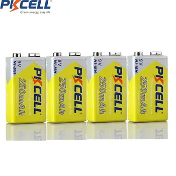 

4PC 9V 250mAh Battery Ni-MH Rechargeable Battery superior for 6f22 6lr61 9V Battery electronic thermometer KTV Microphone PKCELL