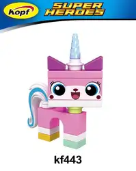 Одиночная продажа Supe Heroes Unikitty Angry Astro Queasy Biznis Kitty носить очки и костюм строительные блоки детские игрушки KF443